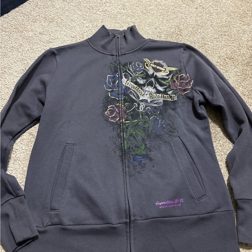 Harley-Davidson Gray Skull Graphic Hoodie